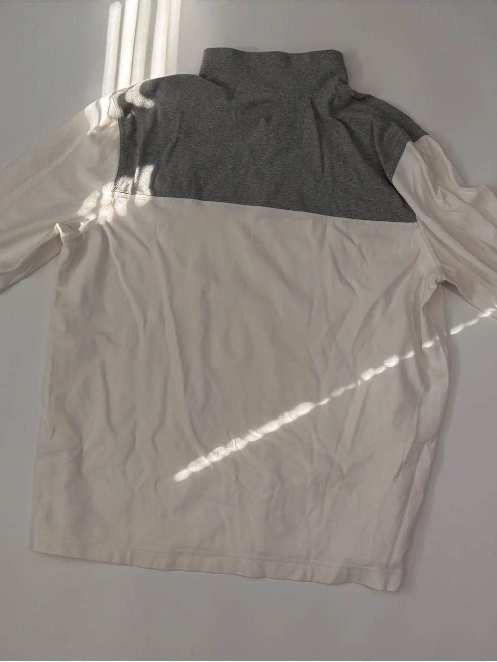 Banana Republic Men's Two-Tone Quarter-Zip Sweater in White and Gray